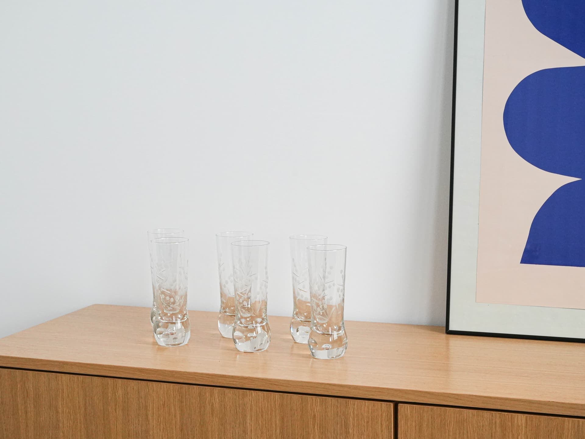 Komplet sześciu szklanek, kryształ transparentny, Włochy, lata 70. - 262600