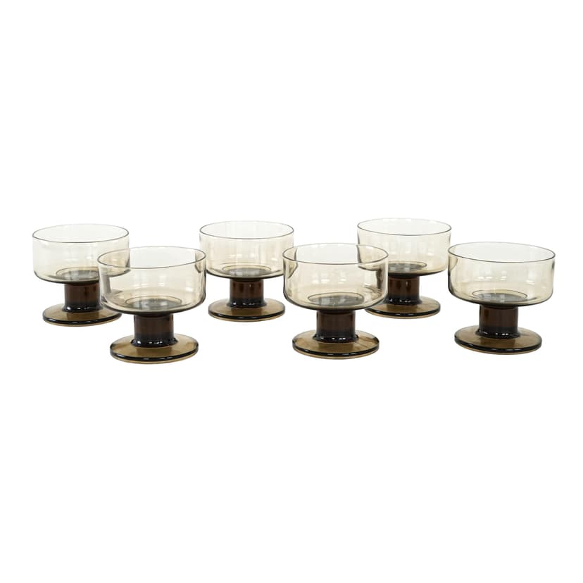 Komplet pucharków deserowych, szkło brązowy, Włochy, lata 70.