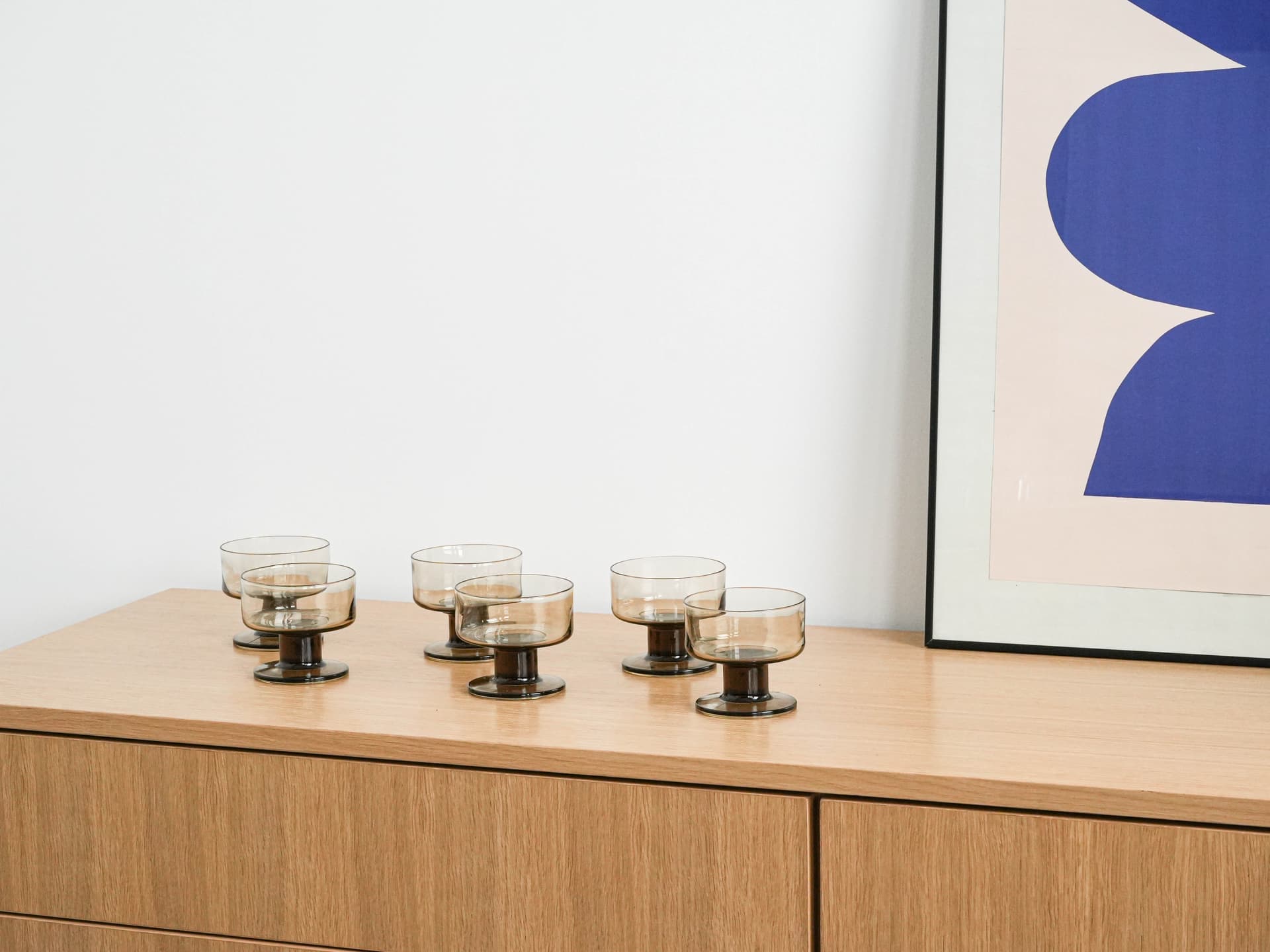 Komplet pucharków deserowych, szkło brązowy, Włochy, lata 70. - 262609