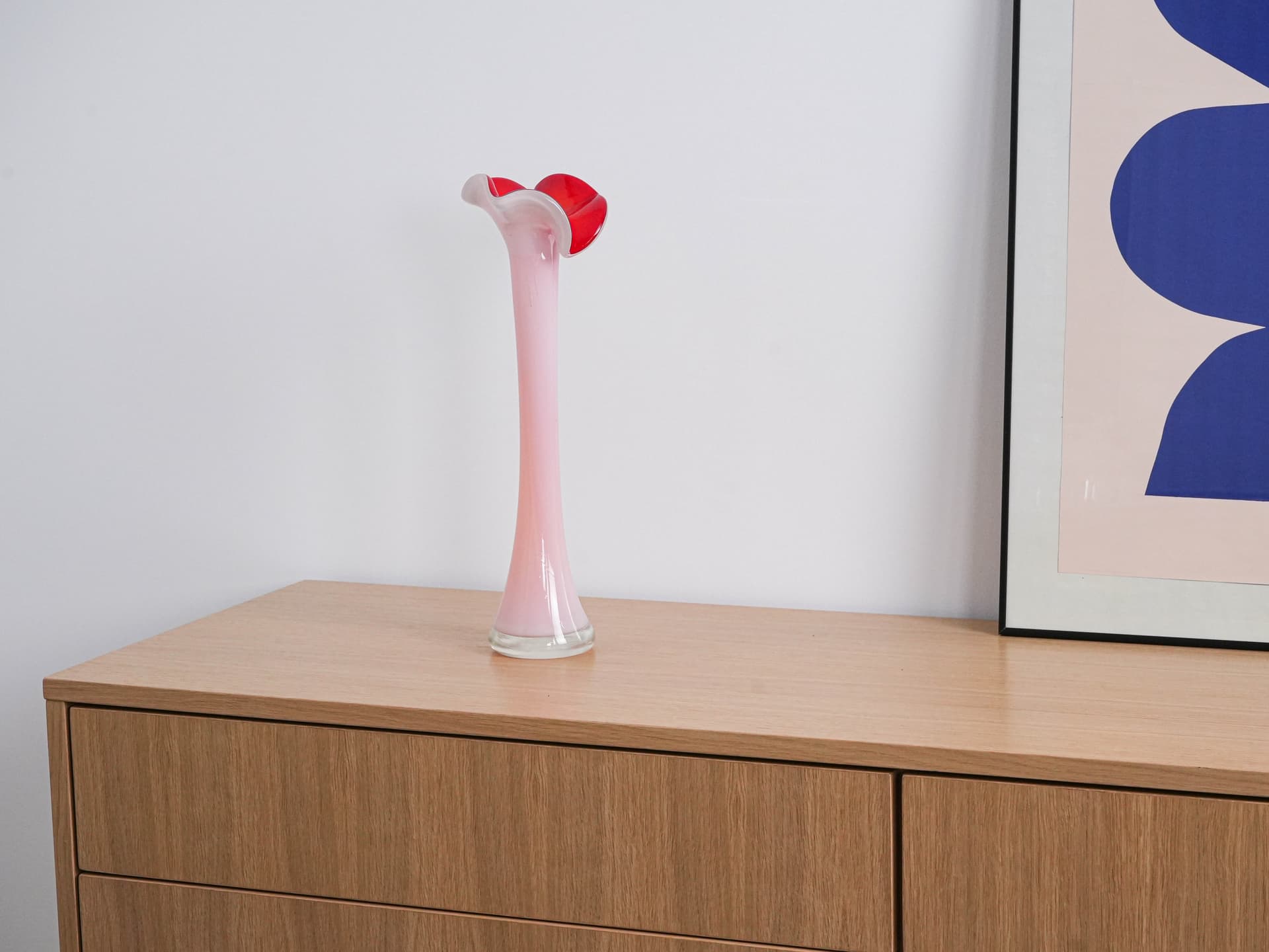 Wazon Murano, różowy, szkło, Włochy, lata 70. - 262621