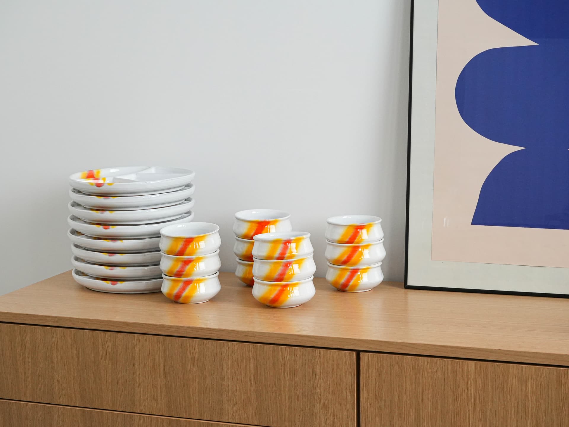 Komplet do serwowania, multikolor, ceramika, Włochy, lata 70. - 262678