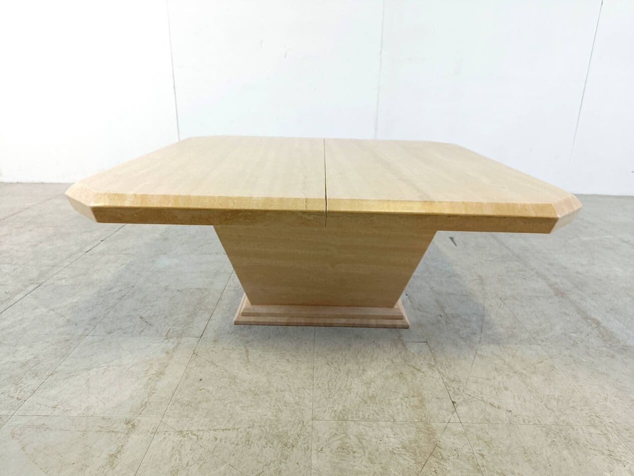 Coffee table, beige travertine, Italy, 1970s. - 263436