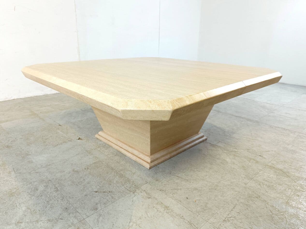 Coffee table, beige travertine, Italy, 1970s. - 263441