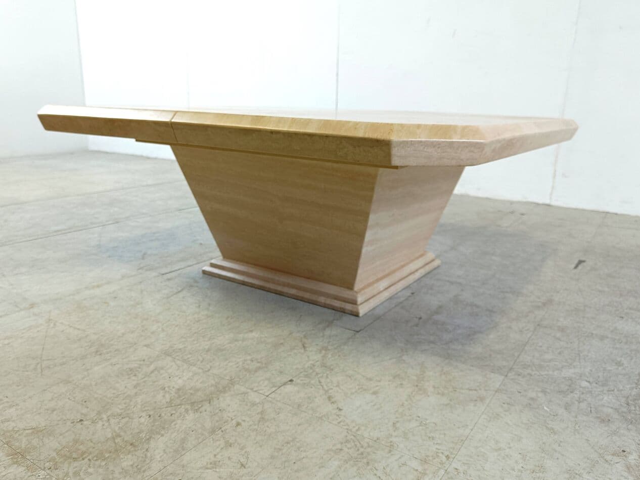 Coffee table, beige travertine, Italy, 1970s. - 263440