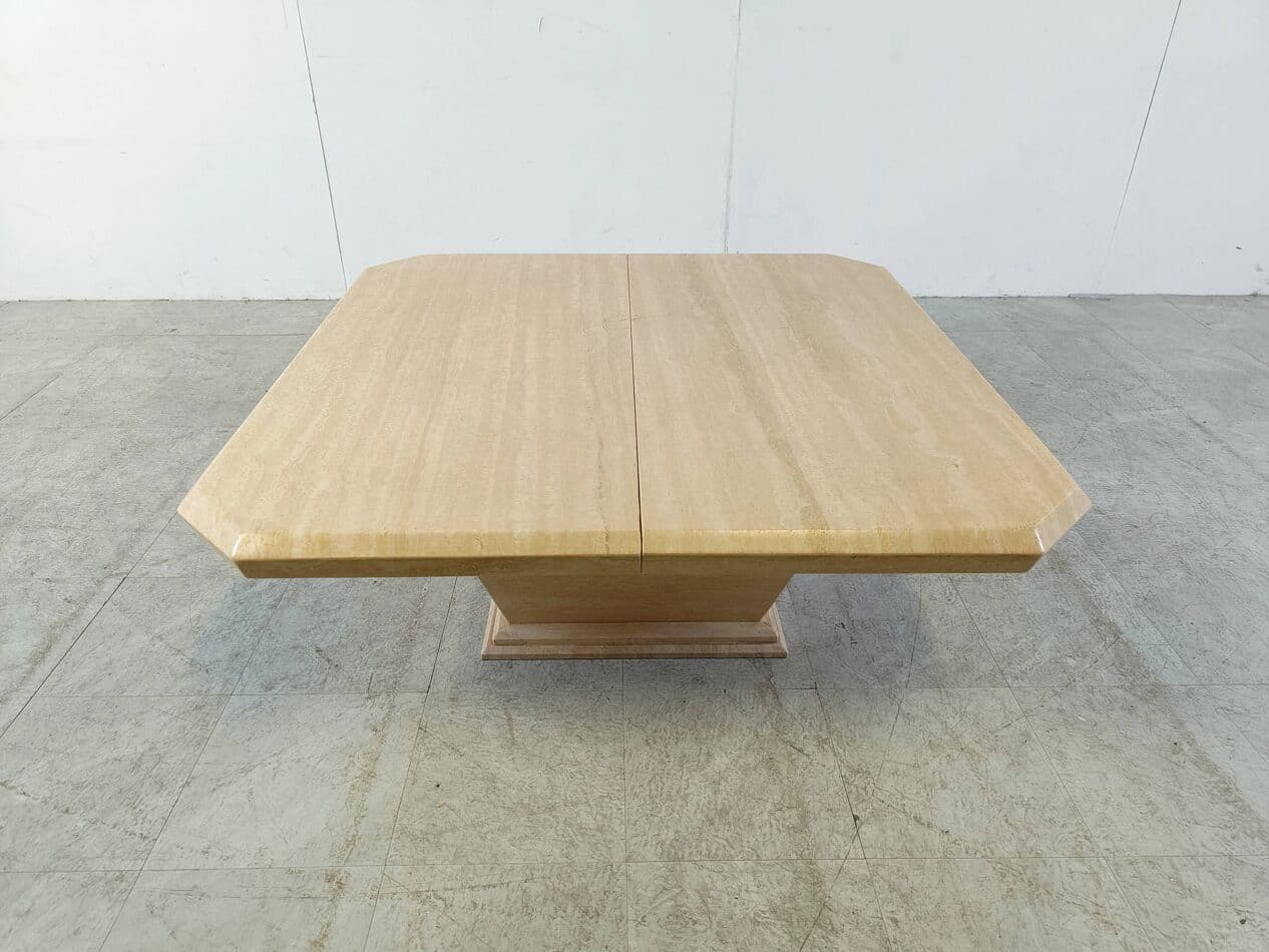 Coffee table, beige travertine, Italy, 1970s. - 263445