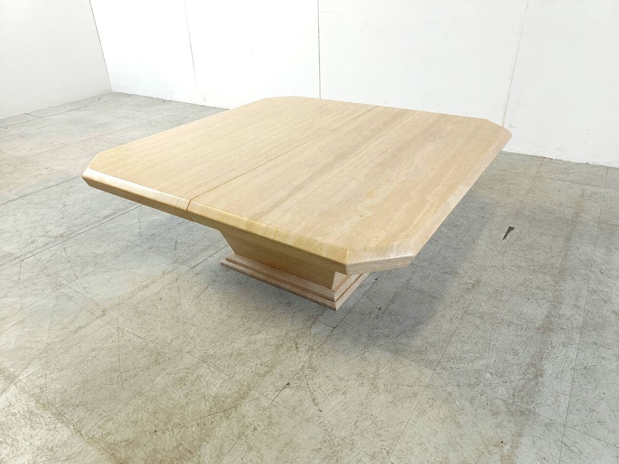 Coffee table, beige travertine, Italy, 1970s. - 263439