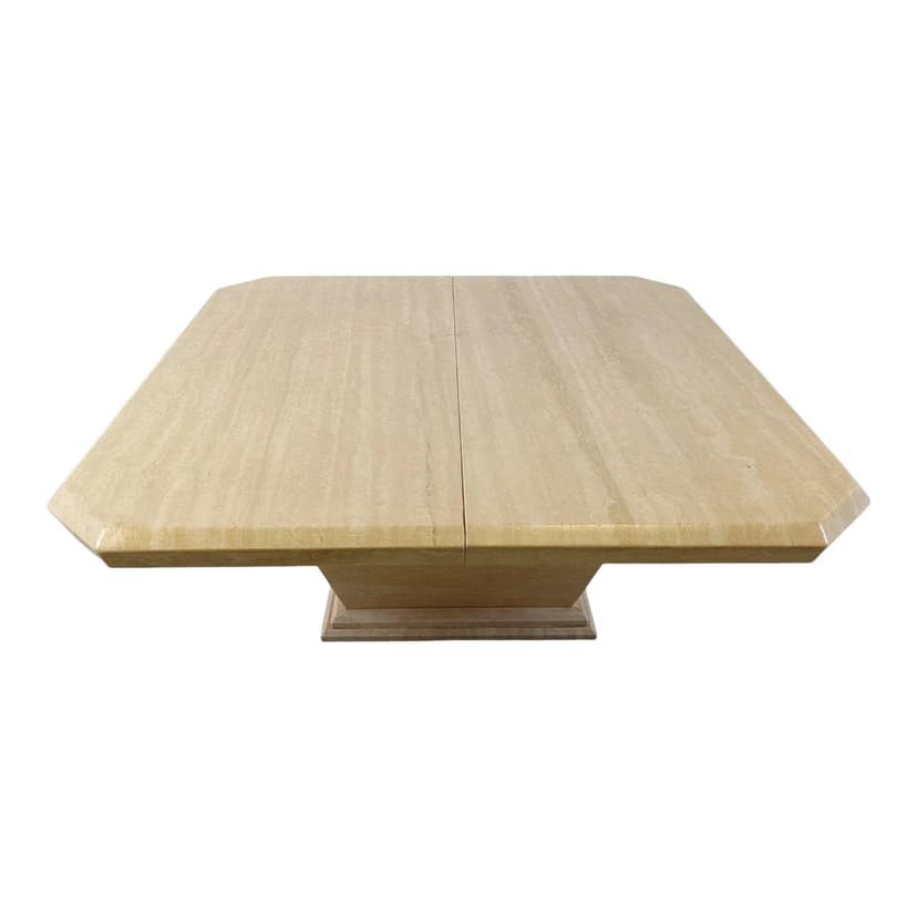 Coffee table, beige travertine, Italy, 1970s.