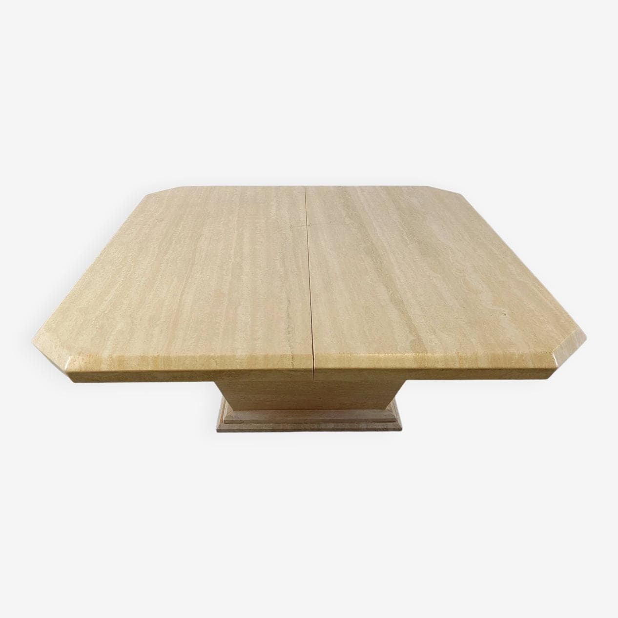 Coffee table, beige travertine, Italy, 1970s. - 263437