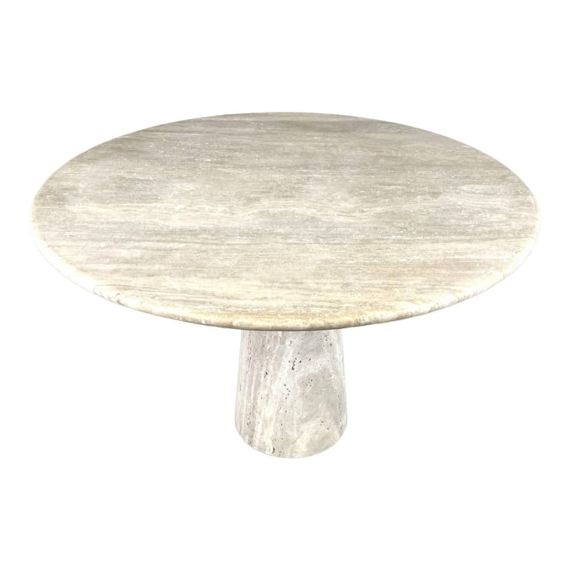 Stół jadalniany okrągły, beżowy, trawertyn, Włochy, lata 70.