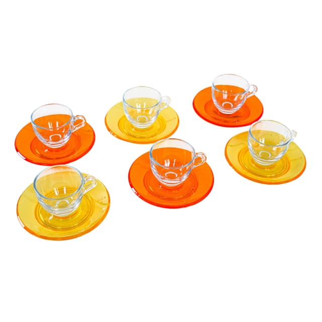 Komplet filiżanek, multikolor, szkło, Guzzini, Włochy, lata 70. - WYMIARY