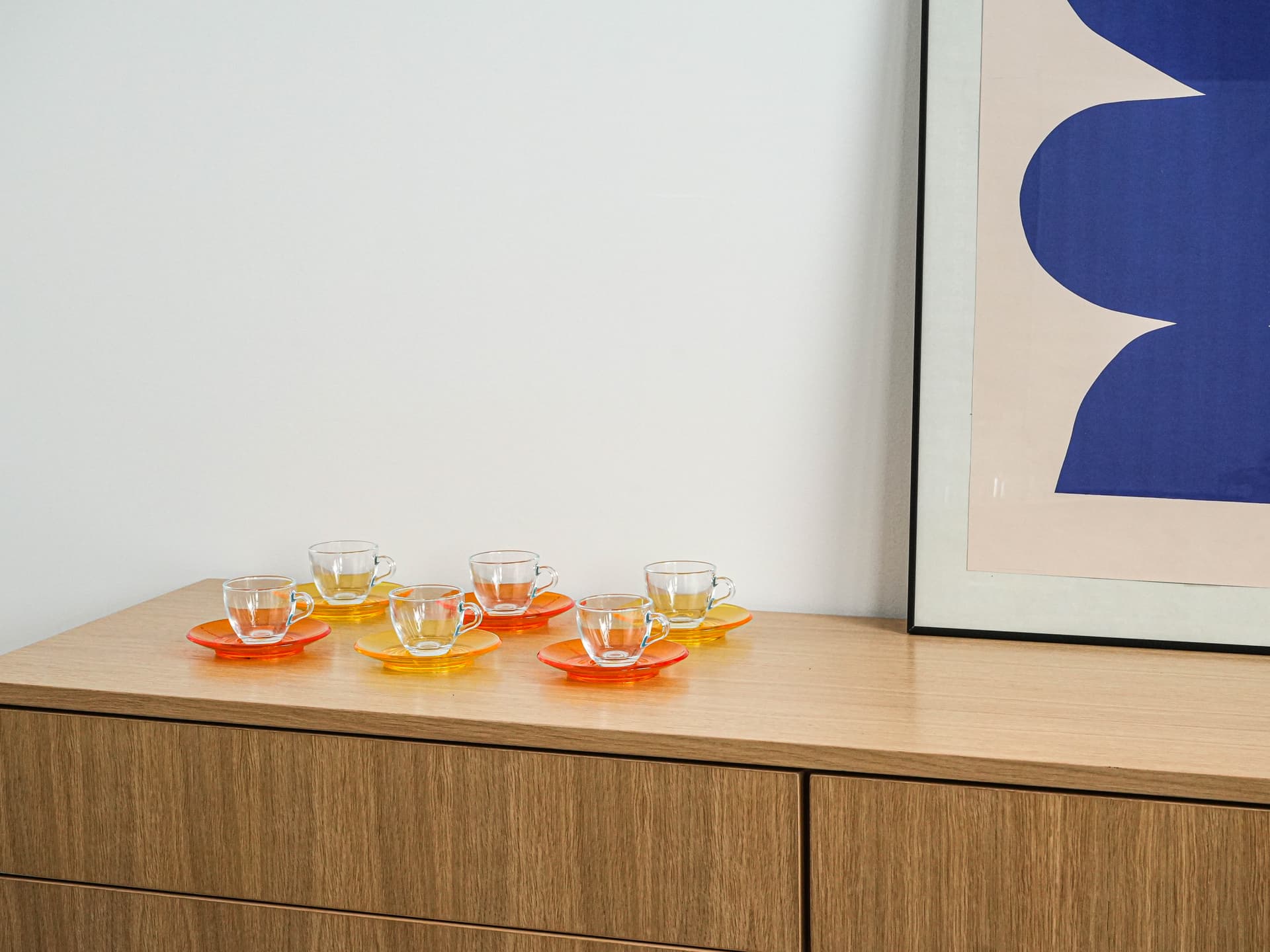 Komplet filiżanek, multikolor, szkło, Guzzini, Włochy, lata 70. - 262693