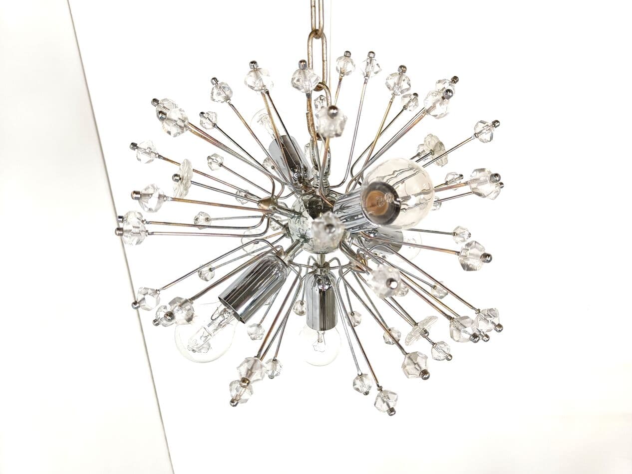 Żyrandol Sputnik, srebrny, szkło, proj. E. Stejnar, Austria, lata 70. - 263404