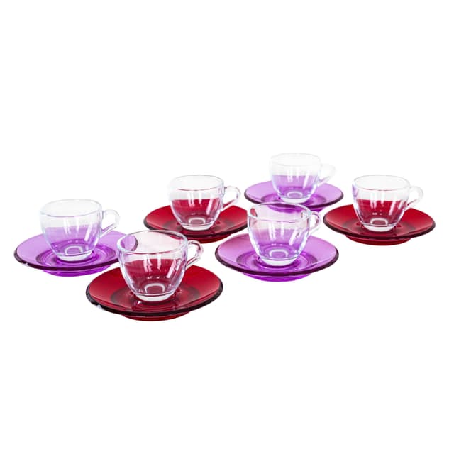 Komplet filiżanek, multikolor, szkło, plastik, Guzzini, Włochy, lata 70. - WYMIARY