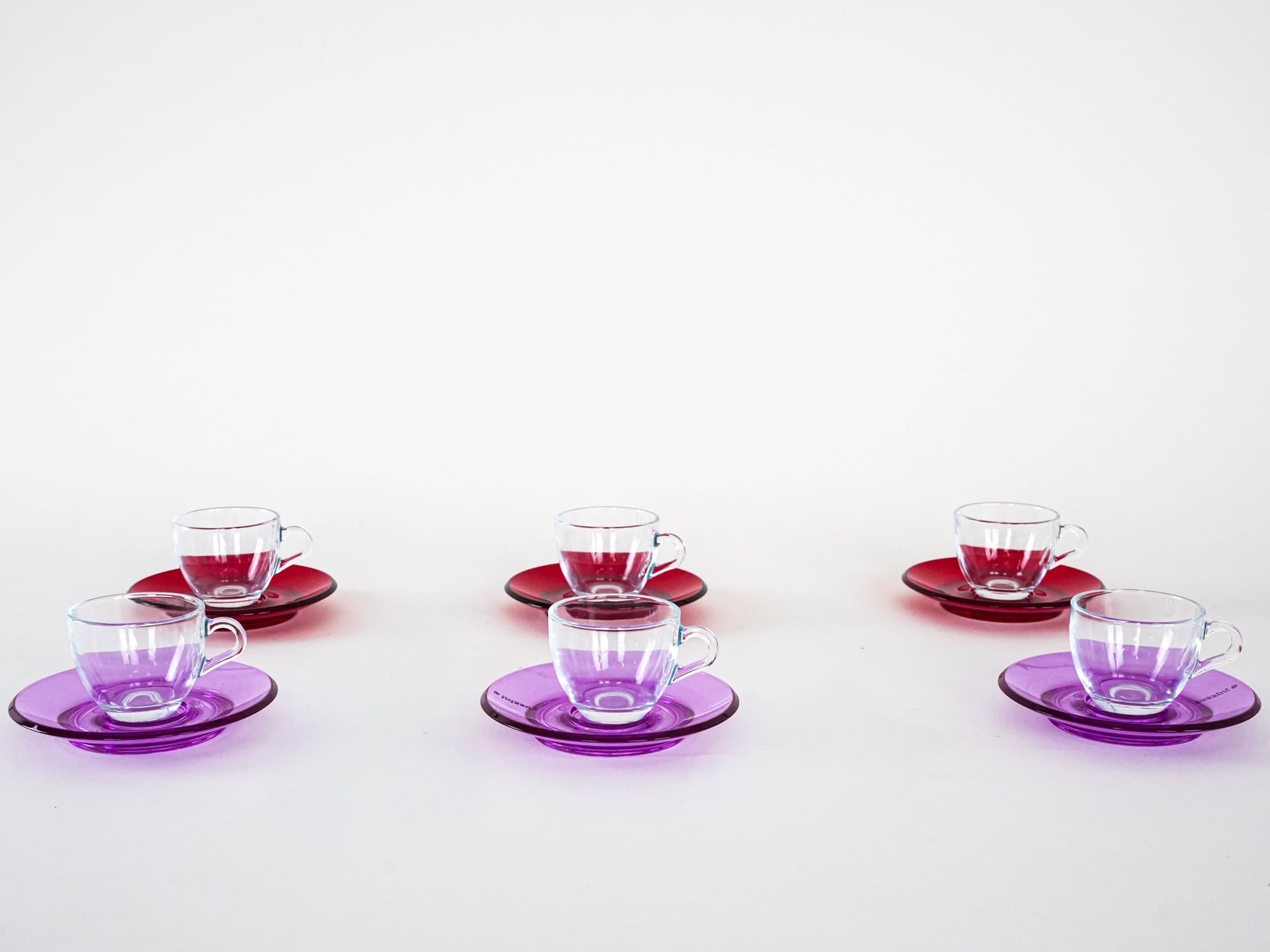 Komplet filiżanek, multikolor, szkło, plastik, Guzzini, Włochy, lata 70. - 262698