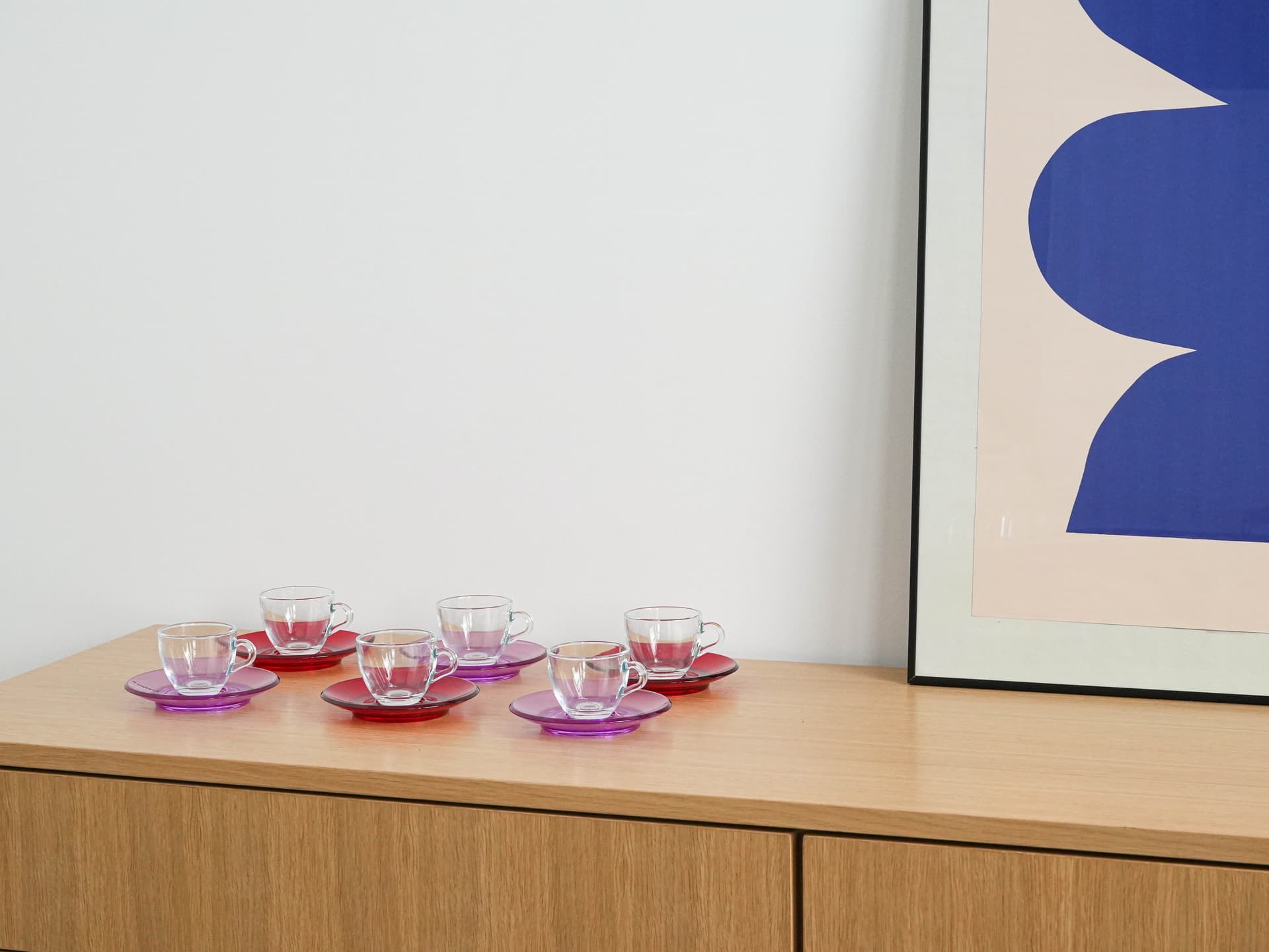 Komplet filiżanek, multikolor, szkło, plastik, Guzzini, Włochy, lata 70. - 262705