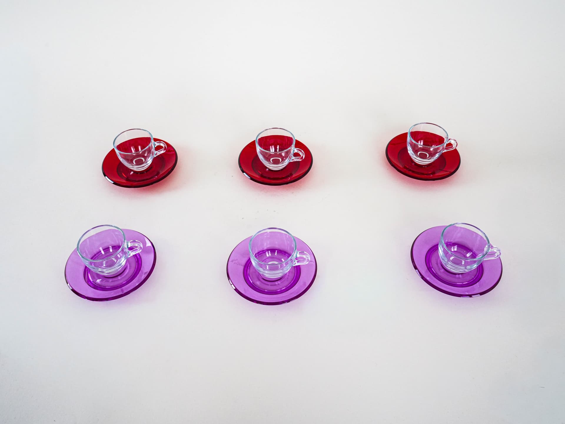 Komplet filiżanek, multikolor, szkło, plastik, Guzzini, Włochy, lata 70. - 262700