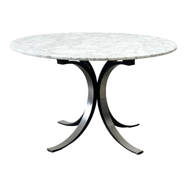 Stół jadalniany T69, marmur biały, stal szczotkowana, proj. O. Borsani, Tecno, Włochy, lata 70. - WYMIARY