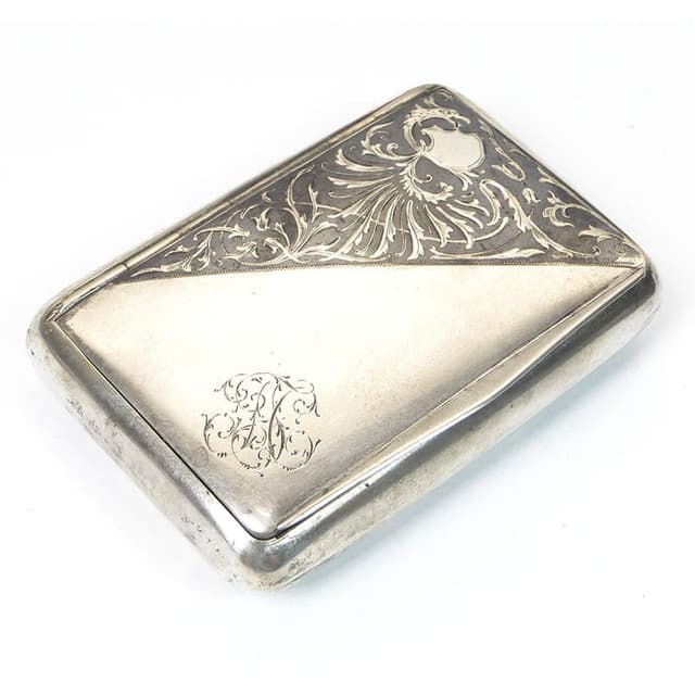 Tabakiera, srebro, niello, Austria, XIX w. - WYMIARY