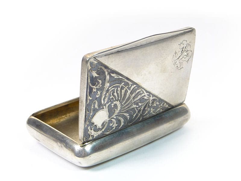 Tabakiera, srebro, niello, Austria, XIX w. - 262730