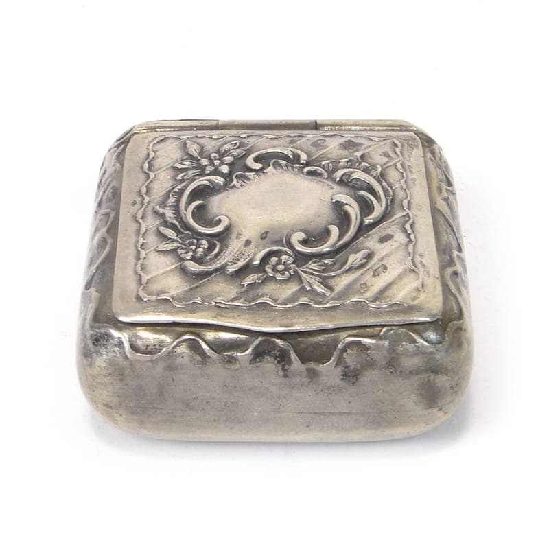 Tabakiera damska rococo, srebro, Niemcy, XIX wiek