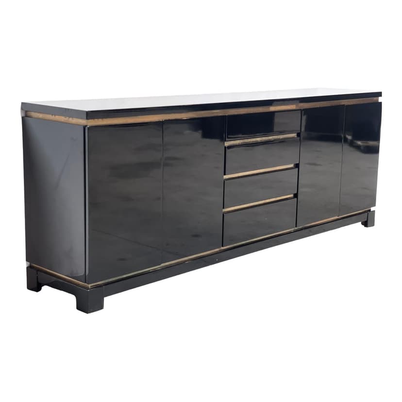 Komoda, czarna, drewno, Francja, lata 70.