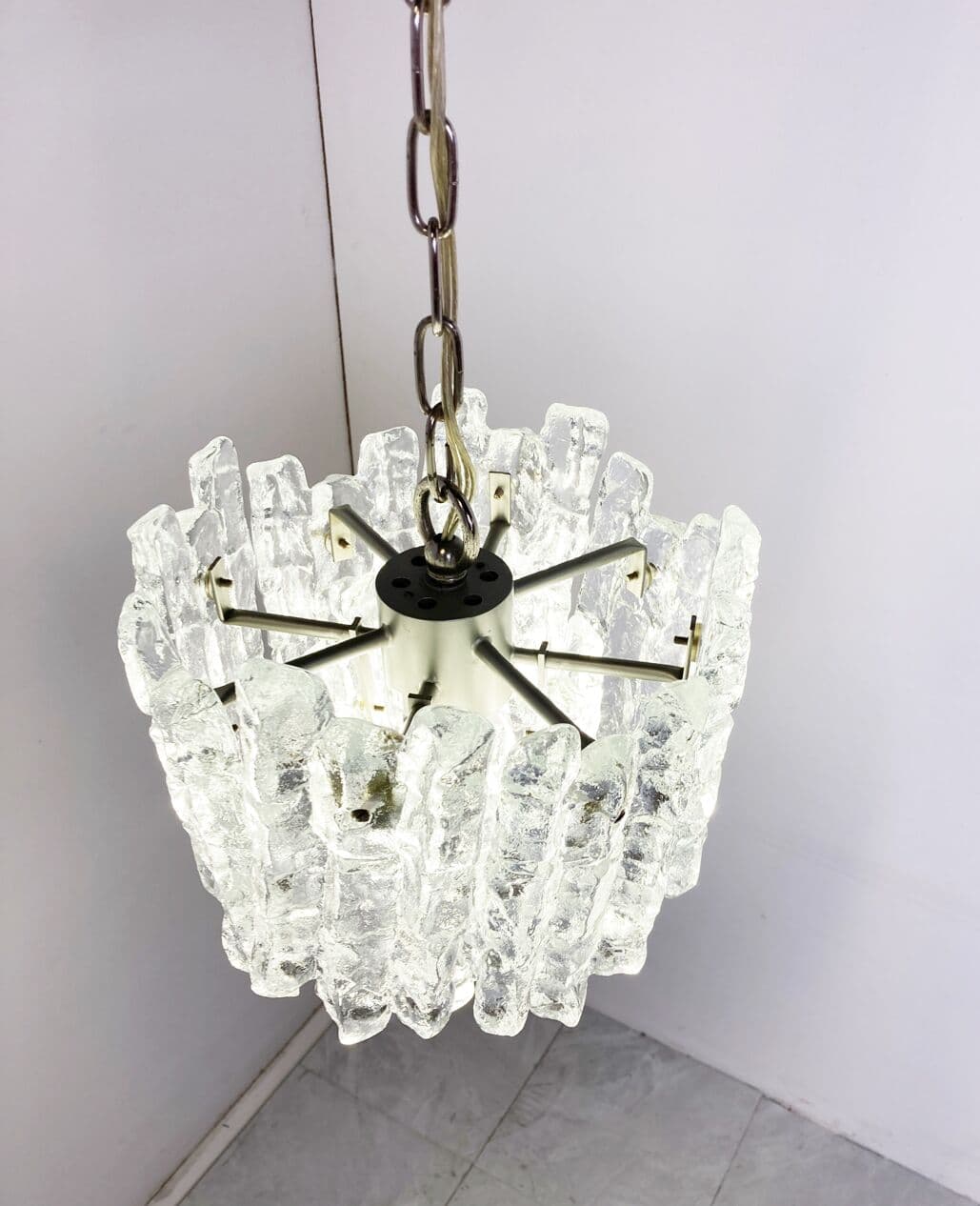 Lampa wisząca Ice Crystal, szkło transparentne, Kalmar, Austria, lata 60. - 263251