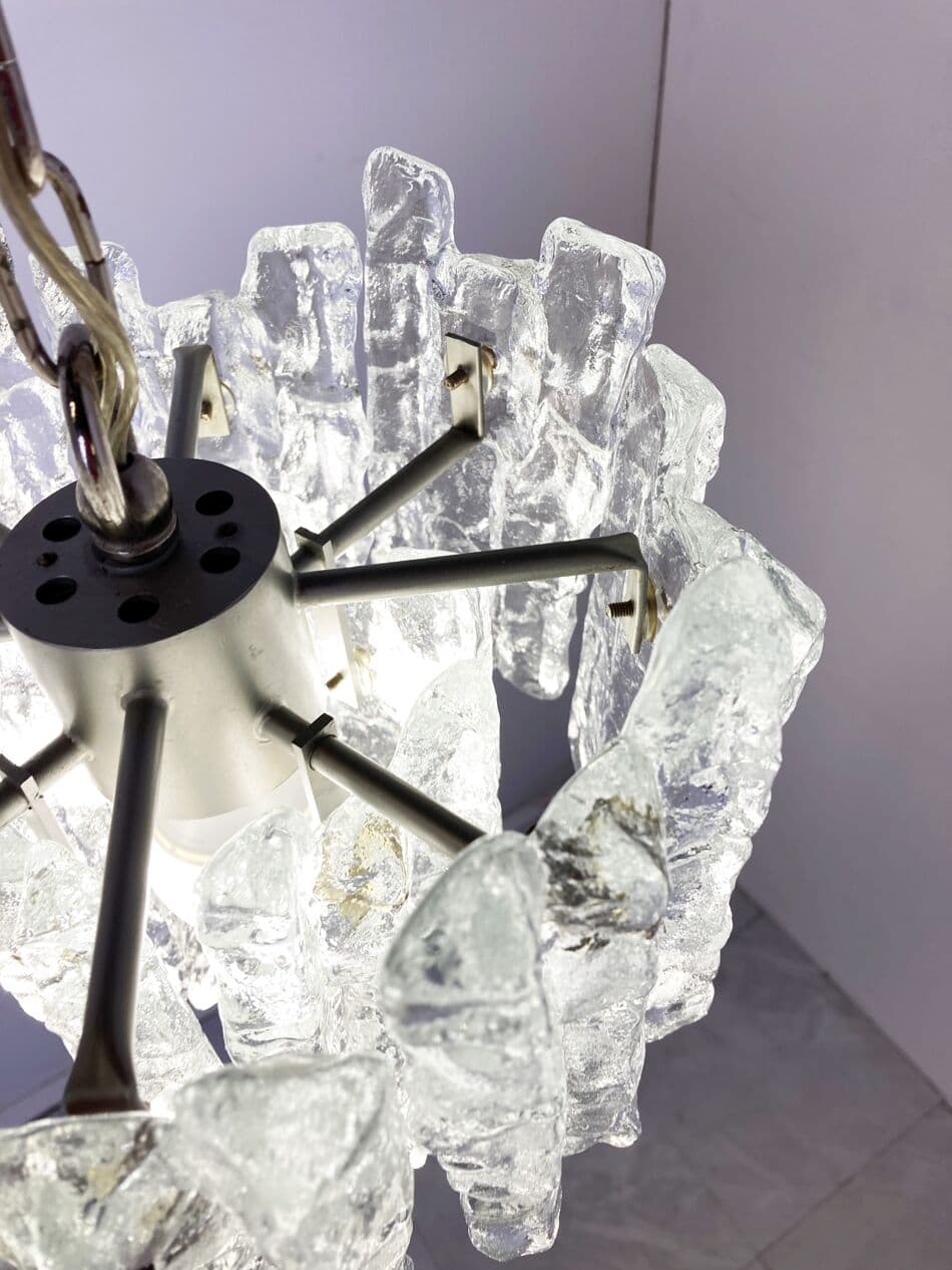 Lampa wisząca Ice Crystal, szkło transparentne, Kalmar, Austria, lata 60. - 263243