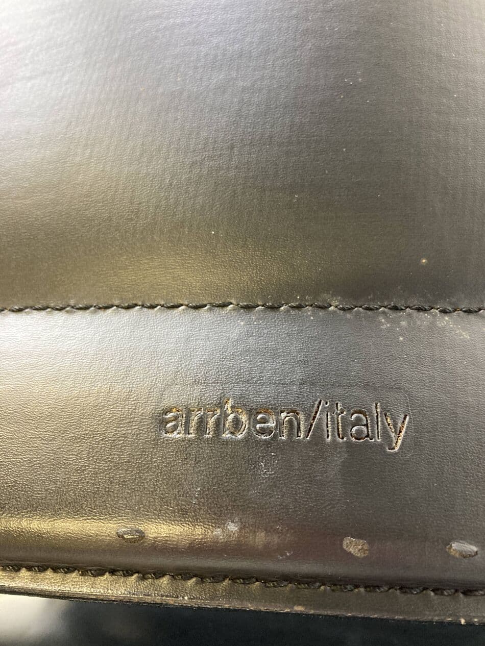 Zestaw sześciu krzeseł z podłokietnikami, skóra czarna, stal chromowana, Arrben, Włochy, lata 80. - 263238