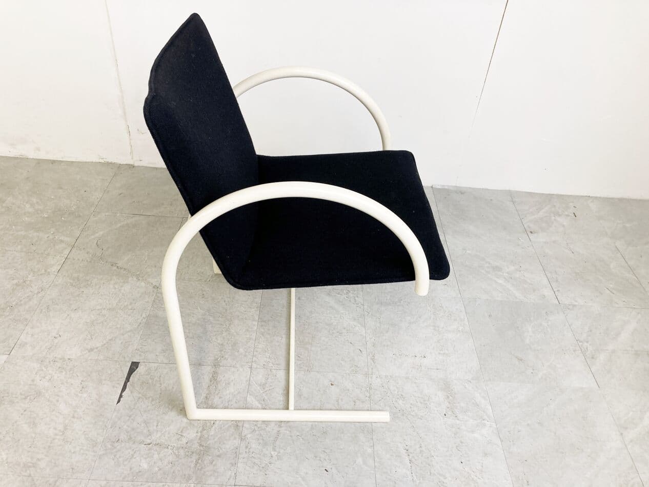 Set of Six Cirkel Chairs, black fabric, white metal, by K. Boonzaaijer, P. Mazairac, Italy, 1980s. - 263201