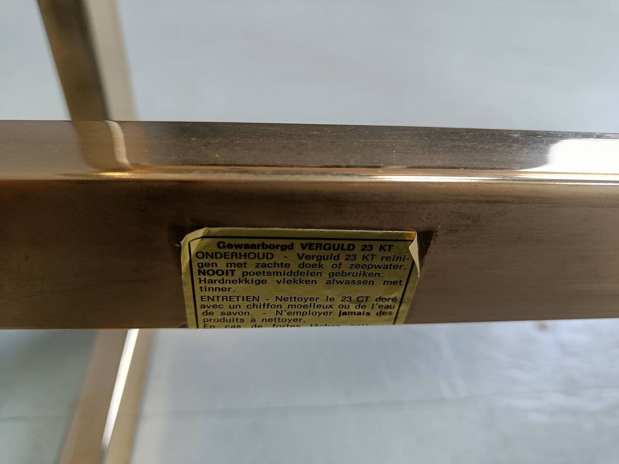 Coffee table, gold, glass, brass, Belgochrom, Belgium, 1970s. - 263174