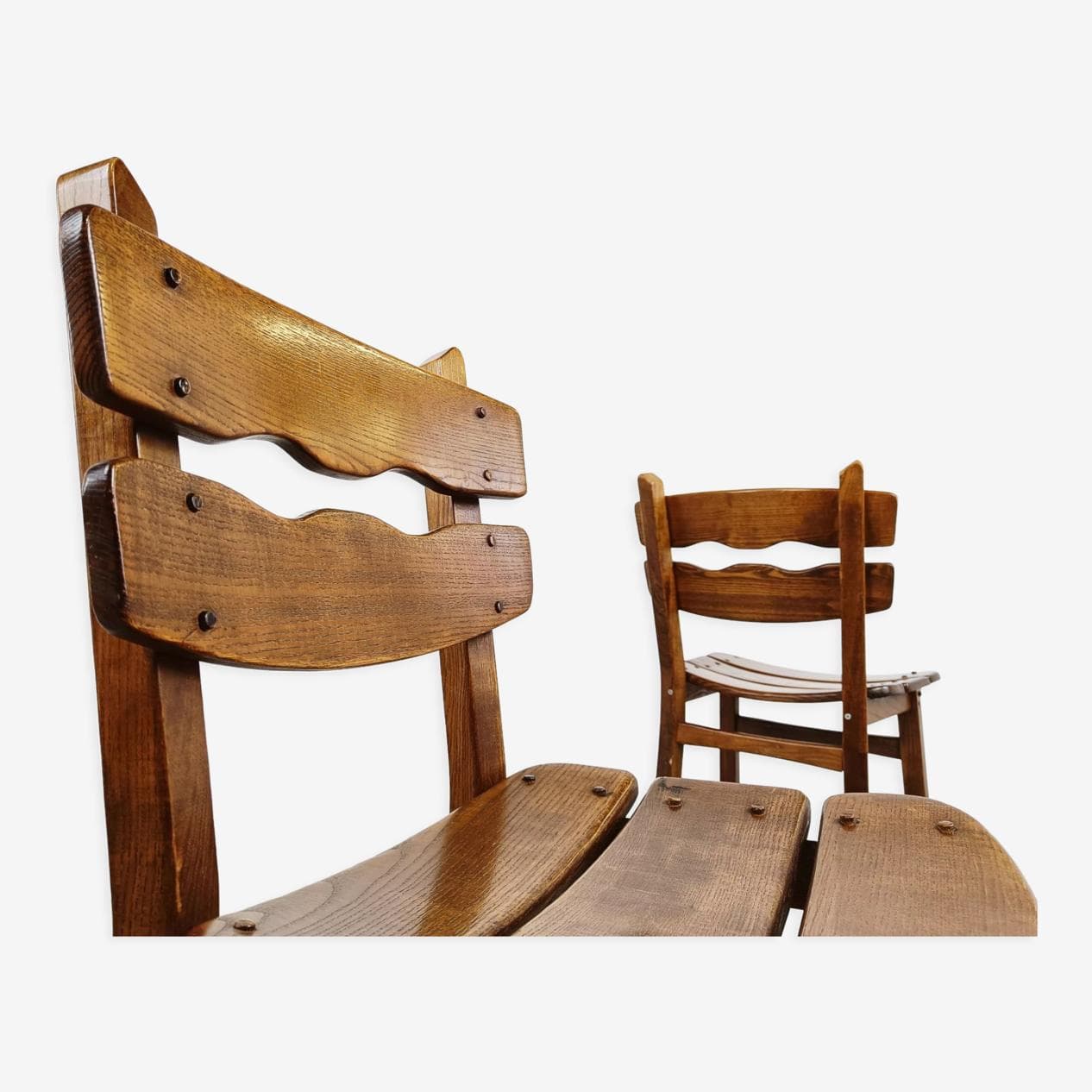 Zestaw czterech krzeseł jadalnianych Brutalistycznych, drewno brązowy, Niemcy, lata 60. - 263144