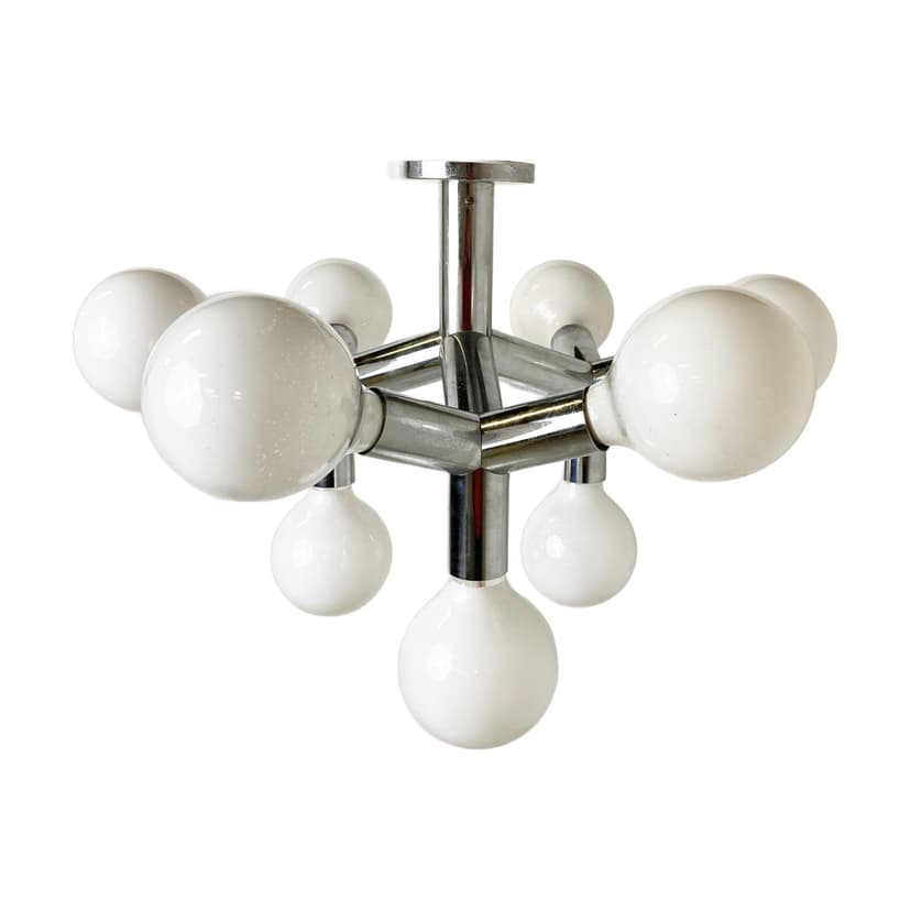 Żyrandol Space Age, srebrny, metal, Austria, lata 70.