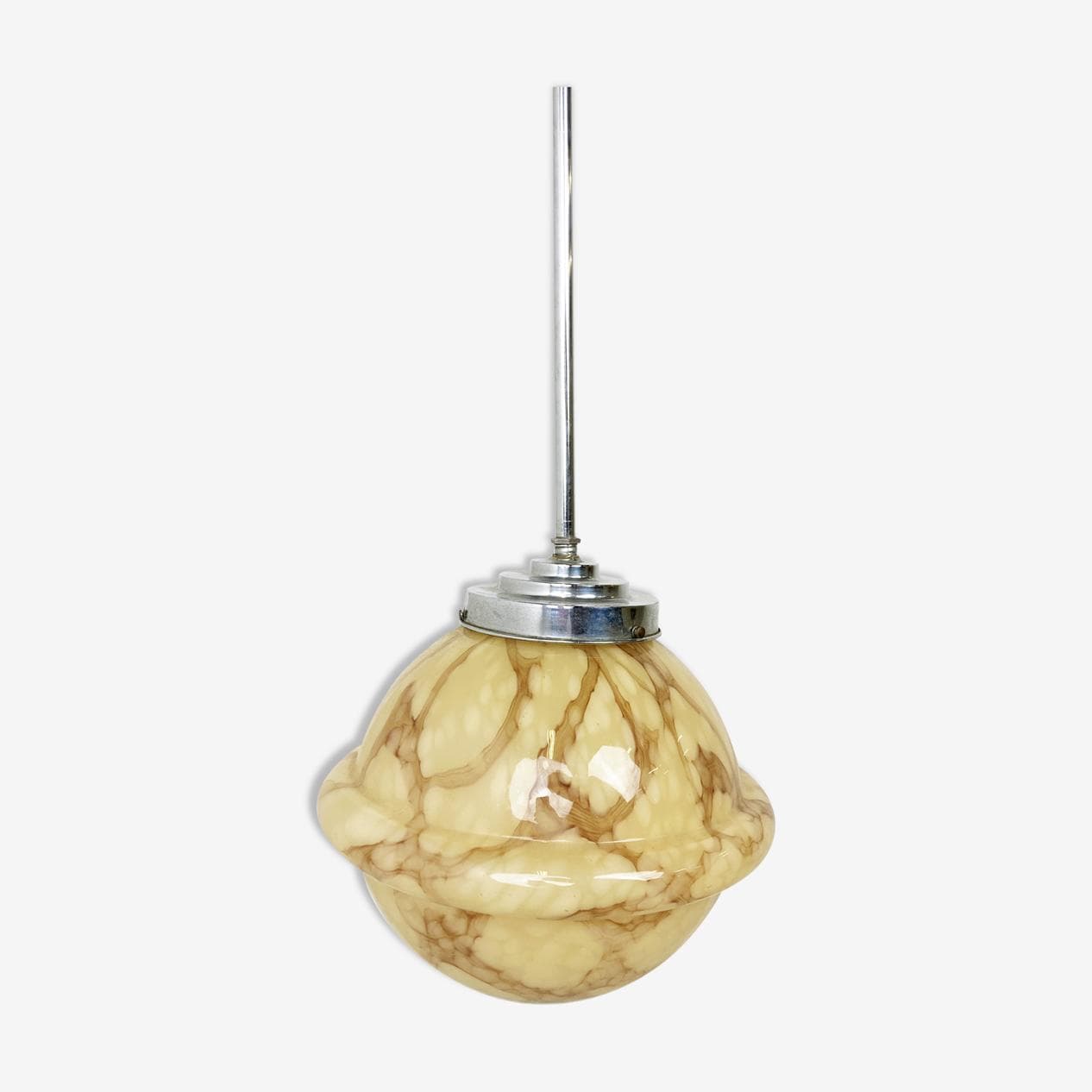 Lampa wisząca Art Deco, beżowy, szkło, Belgia, lata 30. - 263128