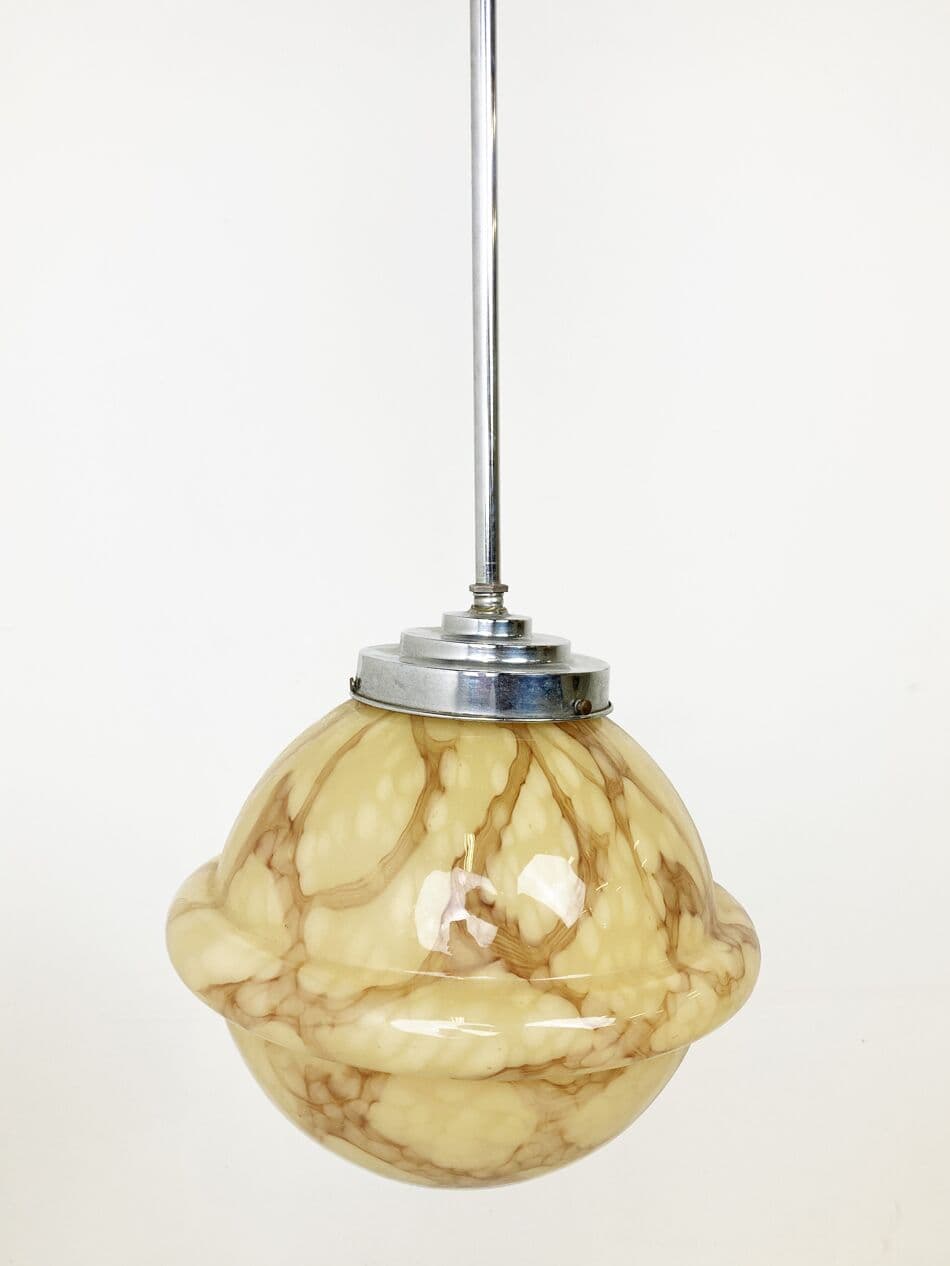 Lampa wisząca Art Deco, beżowy, szkło, Belgia, lata 30. - 263127