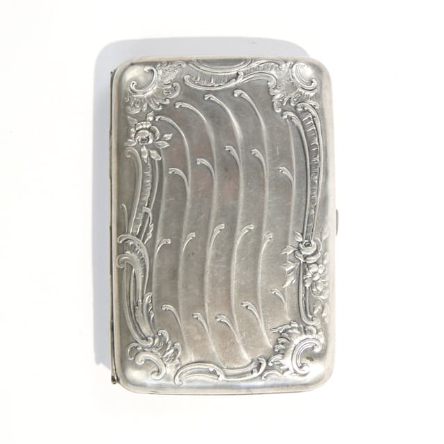 Papierośnica secesyjna, srebro, Austria, początek XX w. - WYMIARY