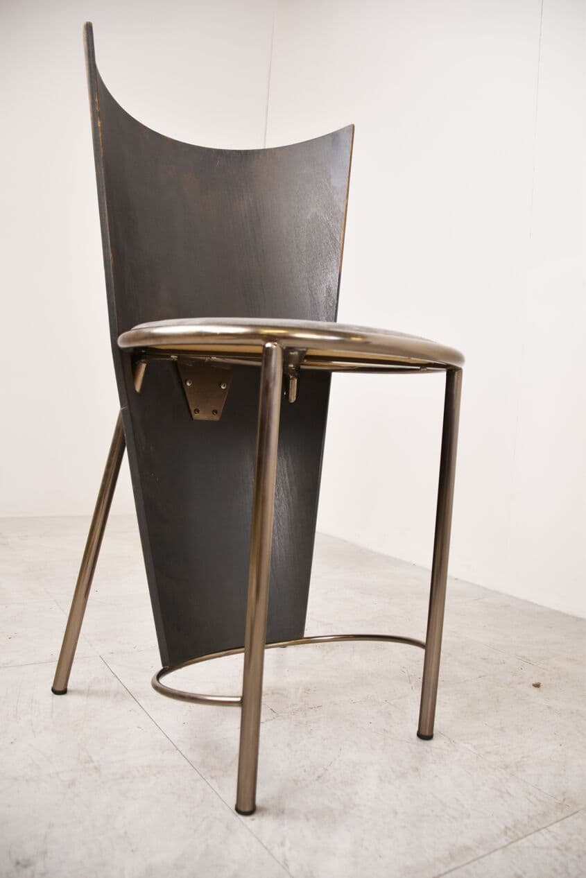 Set of Four Dining Chairs, grey metal, by F. Van Praet, Belgium, 1990s. - 263068