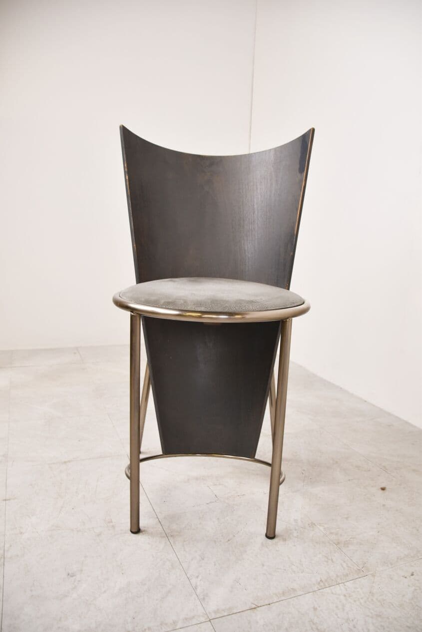 Set of Four Dining Chairs, grey metal, by F. Van Praet, Belgium, 1990s. - 263078