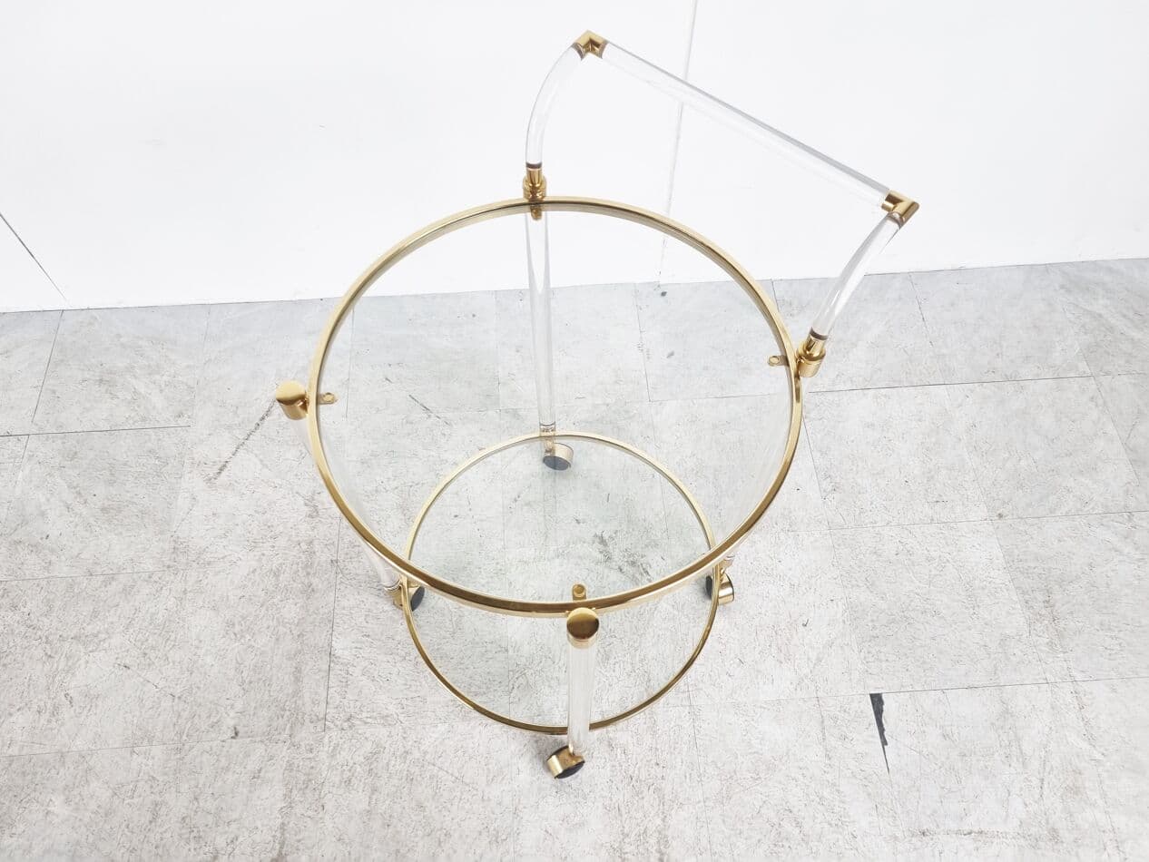 Bar cart, gold, brass, lucite, France, 1970s. - 262988