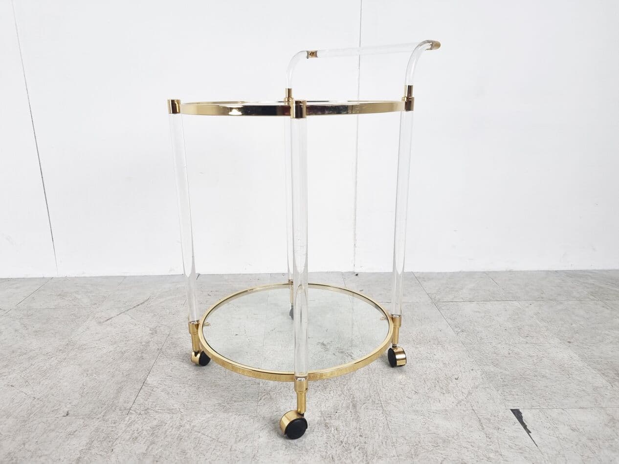 Bar cart, gold, brass, lucite, France, 1970s. - 262987