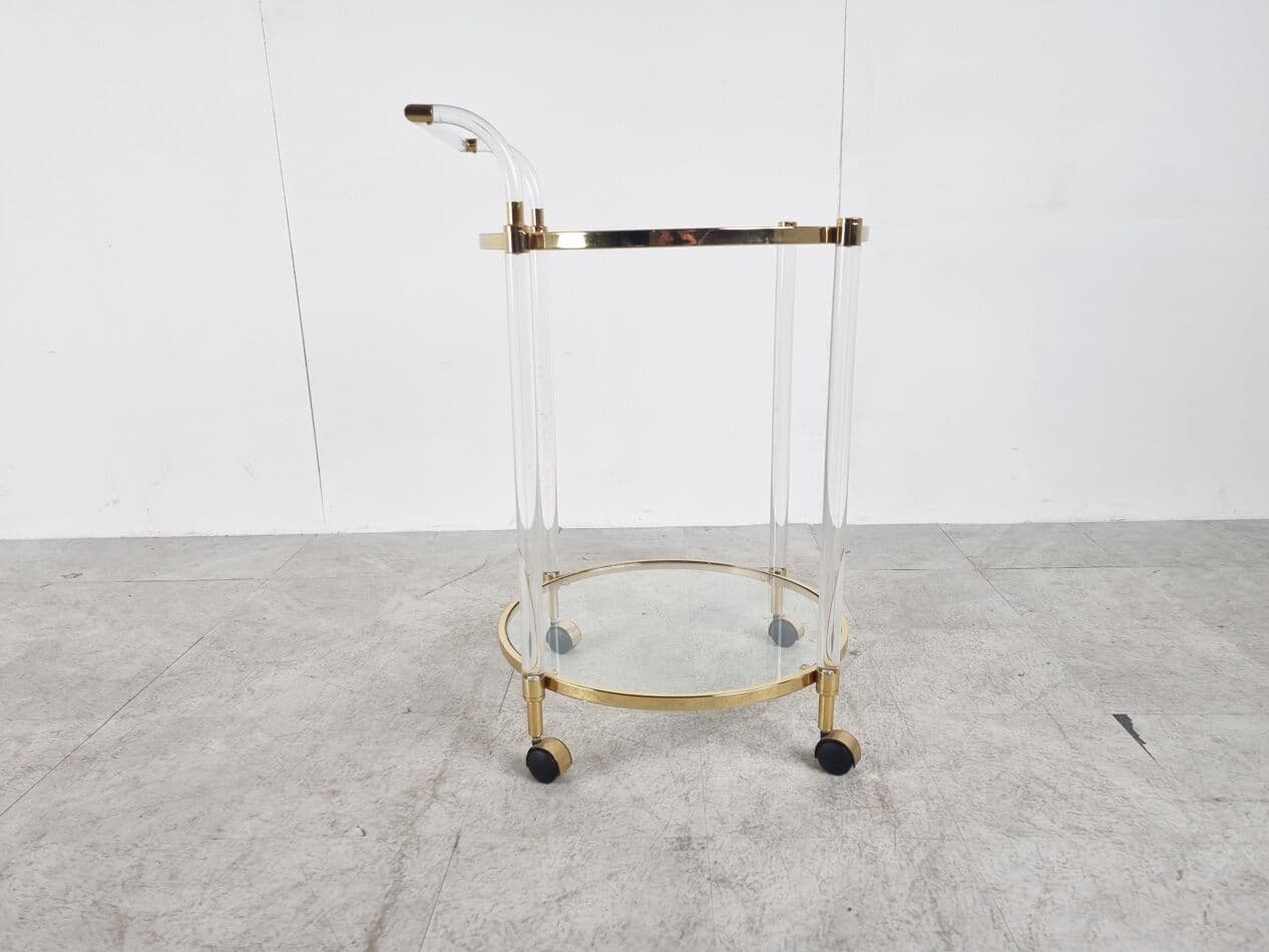 Bar cart, gold, brass, lucite, France, 1970s. - 262991