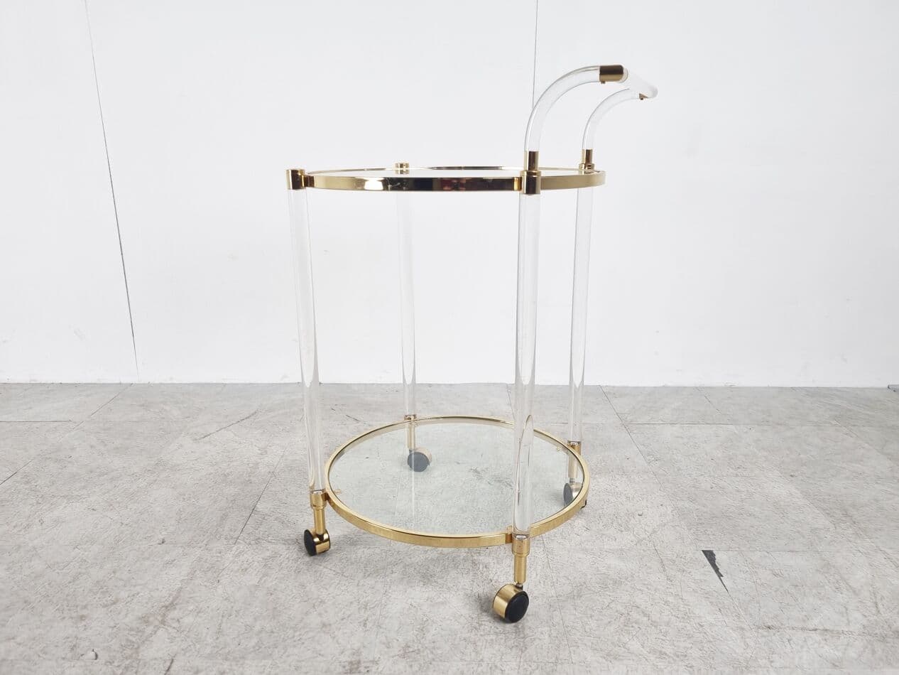 Bar cart, gold, brass, lucite, France, 1970s. - 262986