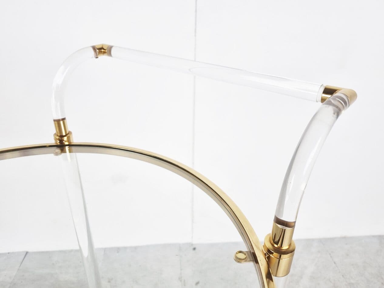 Bar cart, gold, brass, lucite, France, 1970s. - 262989