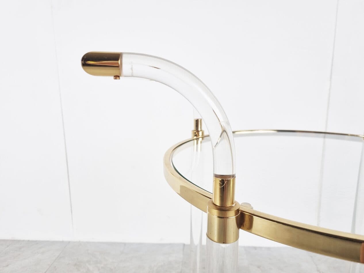 Bar cart, gold, brass, lucite, France, 1970s. - 262984