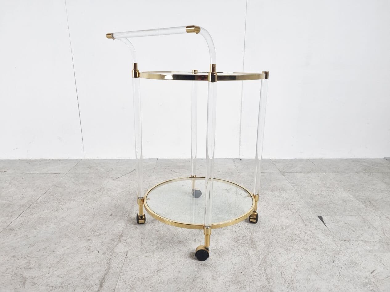 Bar cart, gold, brass, lucite, France, 1970s. - 262985
