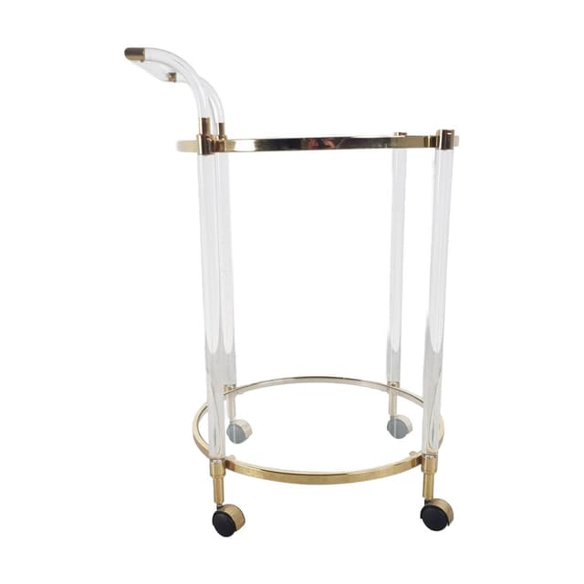 Bar cart, gold, brass, lucite, France, 1970s. - DIMENSION