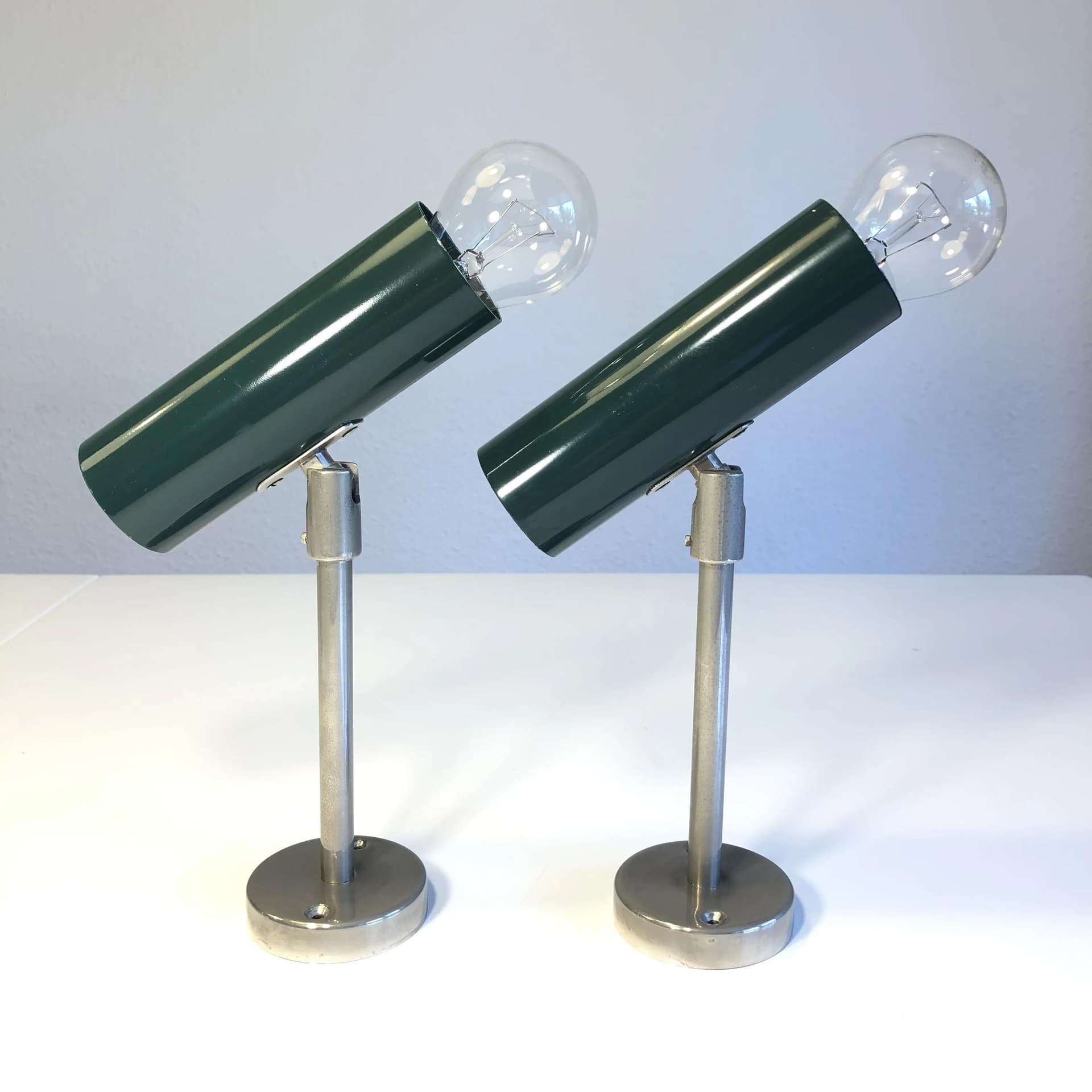 Para kinkietów, butelkowa zieleń, metal stal złoty, Niemcy, lata 70. - 20063