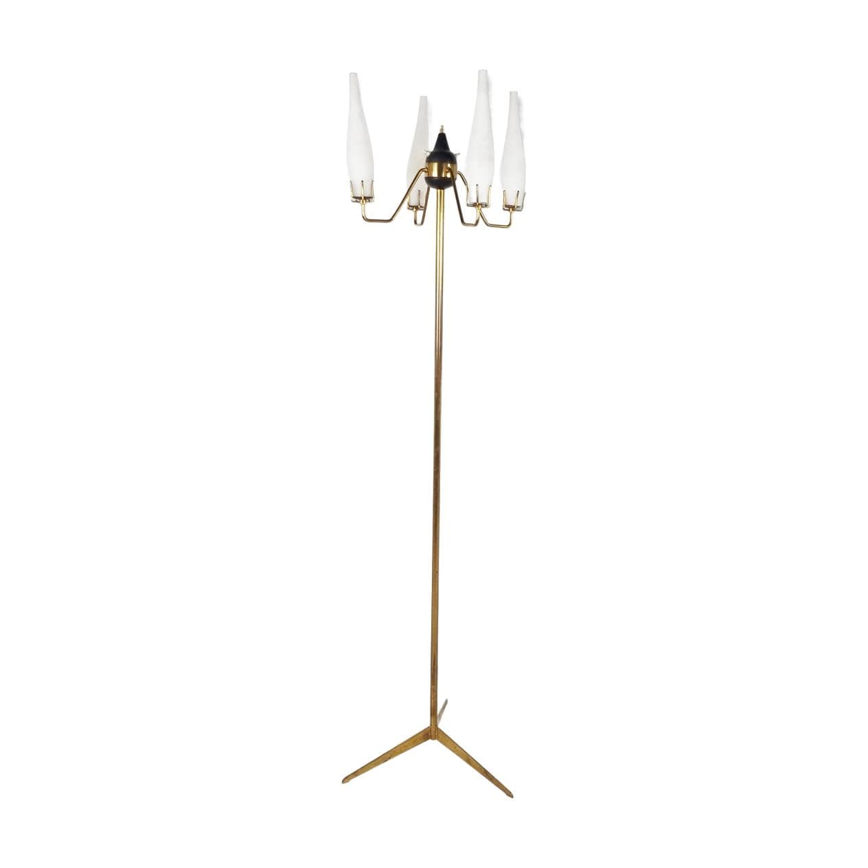 Lampa podłogowa, złoty, mosiądz, Stilux Milano, Włochy, lata 50.