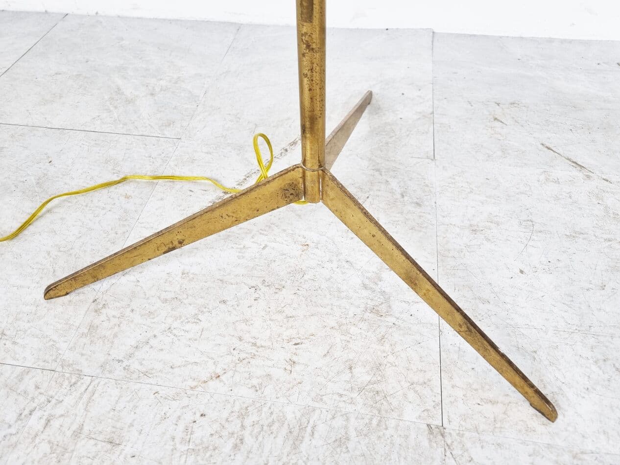 Lampa podłogowa, złoty, mosiądz, Stilux Milano, Włochy, lata 50. - 262969
