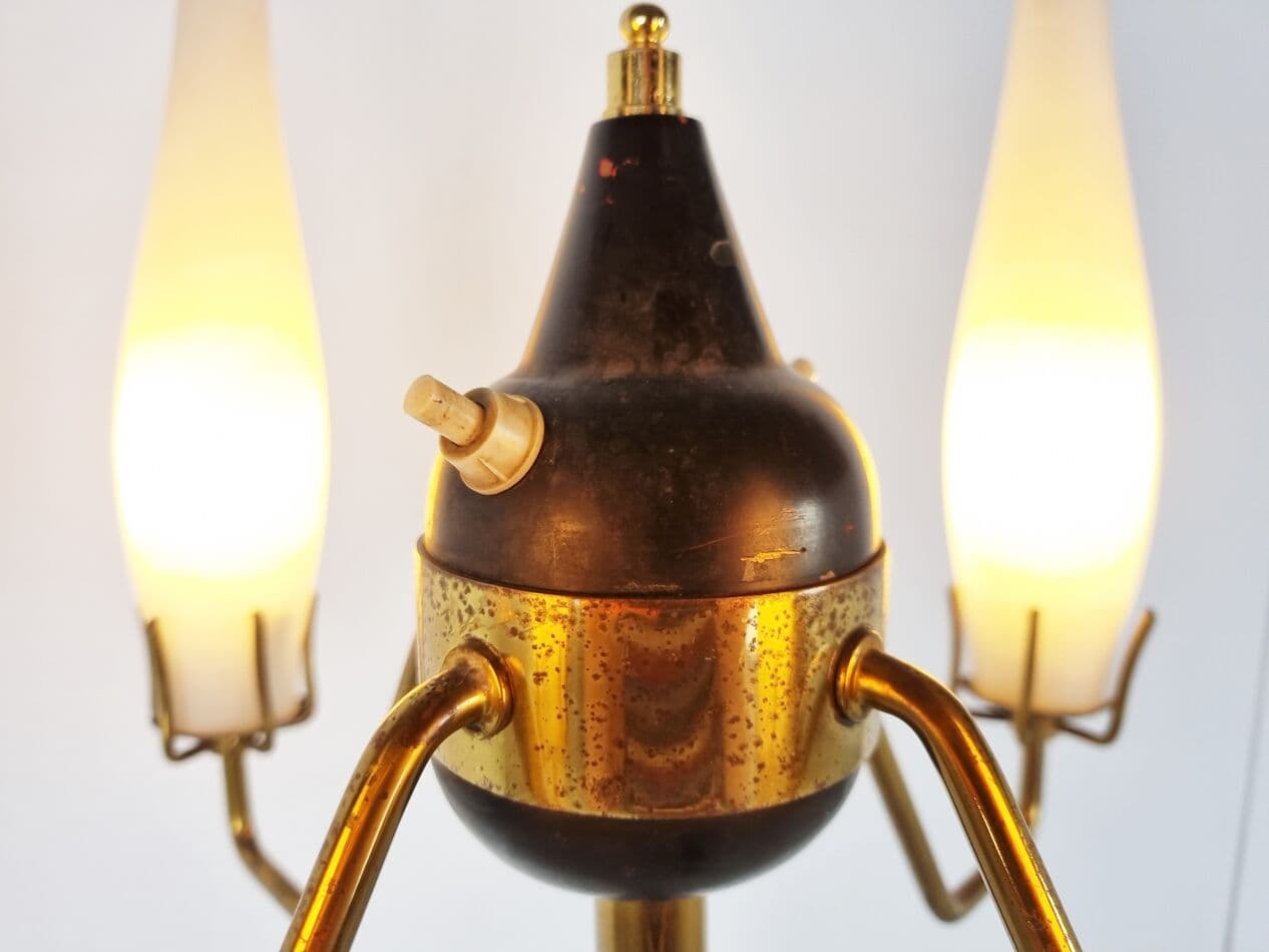 Lampa podłogowa, złoty, mosiądz, Stilux Milano, Włochy, lata 50. - 262966