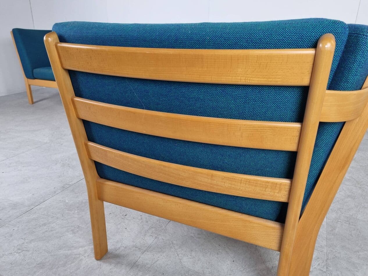 Sofa modułowa GE280, niebieski, dąb, proj. H. Wegner, Dania, lata 80. - 262873
